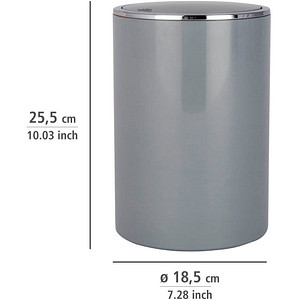 4008838216569 - Schwingdeckeleimer Inca Grey hochwertiger Kunststoff 5 Liter Grau Kunststoff (abs) grau chrom - grau - Wenko 4008838216569 - Schwingdeckeleimer Inca Grey hochwertiger Kunststoff 5 Liter Grau Kunststoff (abs) grau chrom - grau - Wenko
