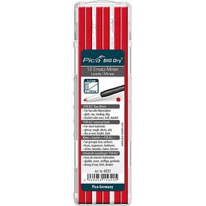 4260056156205 - Big Dry For All 6031 Bleistiftminen für Zimmermannsbleistift mit Druckmechanismus rot 2B 20 - 50 mm 4260056156205 12 Stück