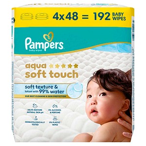 Pampers® Feuchttücher Baby Wipes 1-lagig weiß, 192 St.
