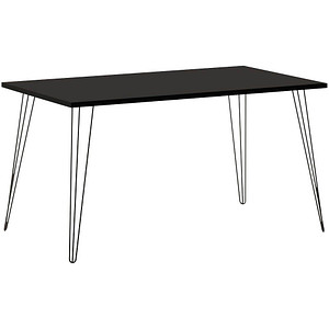 MÖBELPARTNER Fynn Schreibtisch schwarz rechteckig, 4-Fuß-Gestell schwarz 120,0 x 80,0 cm