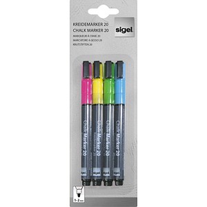 4004360794513 - sigel Hochwertige Kreidemarker 1 - 2 mm farbig sortiert 4 Stück