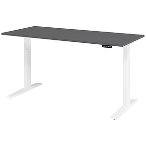 Hammerbacher Sitz-Steh-Schreibtisch VXMKA, elektrisch höhenverstellbar, 120cm (H), 180x80cm (BxT), graphit / weiß 4032062324134 Hammerbacher 2 Stück