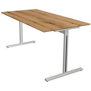 4044917442221 - Schreibtisch Form 1 11010655 65-130cm (H) 160x80cm (BxT) rechteckig eiche   silber 4044917442221 Kerkmann