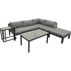 4041908109118 - 5tlg Alu Lounge Eckgruppe Garten Sitzgruppe Terrasse Tisch Sofa Couch grau