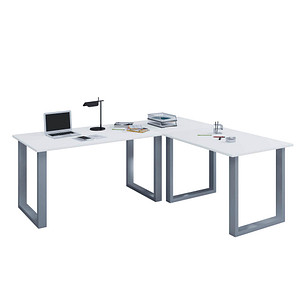 4051814396625 - Eckschreibtisch Schreibtisch Computer Winkeltisch Lona Tiefe 80 U Alu Silber