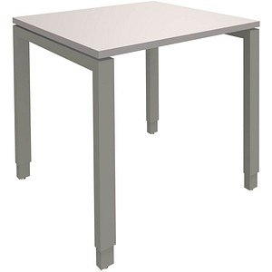 4260267325650 - fm Sidney höhenverstellbarer Schreibtisch lichtgrau rechteckig 4-Fuß-Gestell Quadratrohr silber 800 x 800 cm