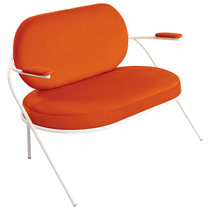 3660141960655 - Zweisitzer Sofa Meet by Paperflow Saturne mit Armlehnen B 1180 x T 730 x H 880 mm Stahlrohr Samt Weiß Rost 3660141960655 - Zweisitzer Sofa Meet by Paperflow Saturne mit Armlehnen B 1180 x T 730 x H 880 mm Stahlrohr Samt Weiß Rost