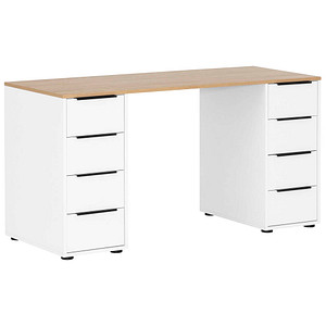 4027181122426 - Schreibtischkombination Elma 701966 738cm (H) 1295x80cm (BxT) rechteckig weiß eiche Weiß 4027181122426 MÖBELPARTNER 4027181122426 - Schreibtischkombination Elma 701966 738cm (H) 1295x80cm (BxT) rechteckig weiß eiche Weiß 4027181122426 MÖBELPARTNER