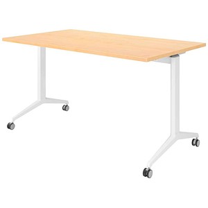 HAMMERBACHER Mehrzwecktisch ahorn rechteckig, T-Fuß-Gestell weiß, 140,0 x 80,0 x 75,0 cm