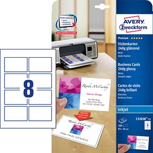 4004182242773 - AVERY Zweckform Visitenkarten Visitenkweißblanko200St C32028-25 240 g m² hochglänzend weiß 4004182242773 - AVERY Zweckform Visitenkarten Visitenkweißblanko200St C32028-25 240 g m² hochglänzend weiß
