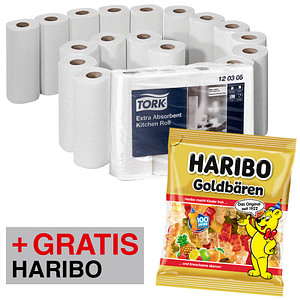 AKTION: TORK Küchenrollen Premium 3-lagig, 5x 4 Rollen + GRATIS HARIBO Goldbären Fruchtgummi 175,0 g
