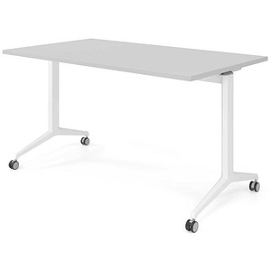 HAMMERBACHER Mehrzwecktisch lichtgrau rechteckig, T-Fuß-Gestell weiß, 140,0 x 80,0 x 75,0 cm
