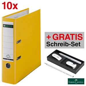 Aktion 10 Leitz 1010 Ordner Gelb Kunststoff 8 0 Cm Din Gratis Faber Castell Schreib Set White Mix Gunstig Online Kaufen Office Discount