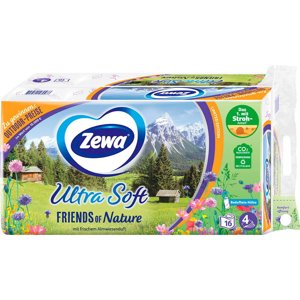 Zewa Toilettenpapier Ultra Soft FRIENDS OF Nature 4-lagig 16 Rollen
