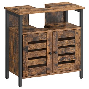 0194343018249 - Unterschrank mit Waschbecken Badezimmer-Waschtisch Aufbewahrungsschrank 60 x 30 x 60 cm mit Stahlrahmen offenem Regal Tür verstellbarem Regal