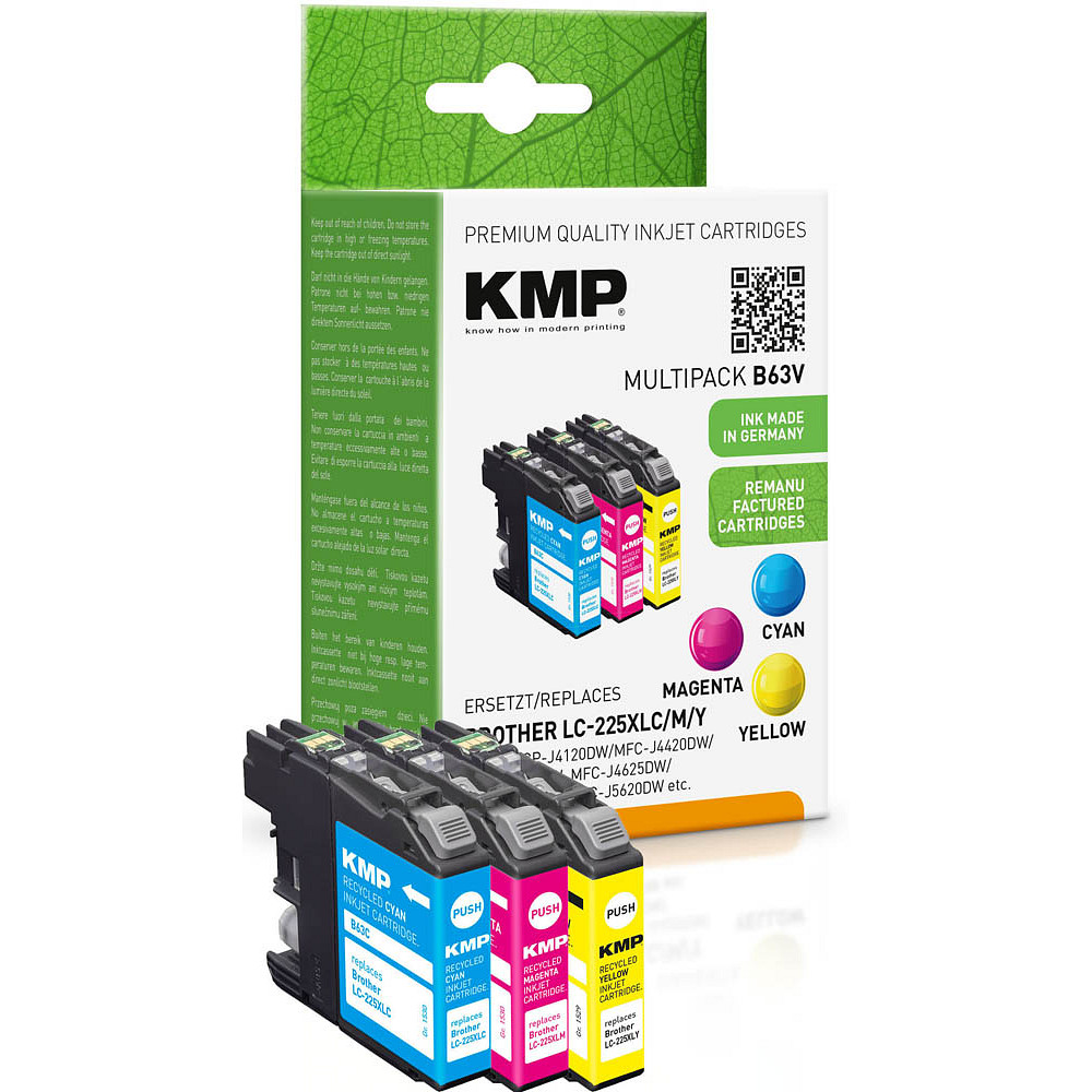 Kmp B63v Cyan Magenta Gelb Druckerpatronen Kompatibel Zu Brother Lc 225xl Cmy 3er Set 9990