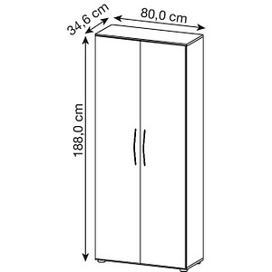 4032062000786 - Schrank TARA 5 Ordnerhöhen Flügeltüren 1 fester Zwischenboden 3 Fachböden B 800 x T 330 x H 1880 mm Buche-Dekor 4032062000786 - Schrank TARA 5 Ordnerhöhen Flügeltüren 1 fester Zwischenboden 3 Fachböden B 800 x T 330 x H 1880 mm Buche-Dekor