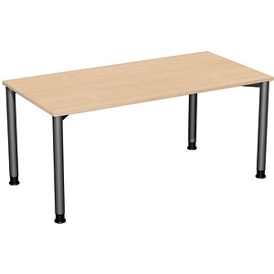 4038933002941 - Flex höhenverstellbarer Schreibtisch buche anthrazit rechteckig 4-Fuß-Gestell grau 1600 x 800 cm