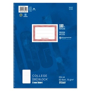 9002244864906 - Collegeblock 044320010 OE Lineatur 21   liniert mit Rand innen A4 70g blau 80 Blatt 9002244864906 Ursus