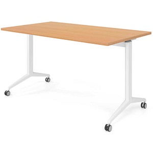 HAMMERBACHER Mehrzwecktisch buche rechteckig, T-Fuß-Gestell weiß, 140,0 x 80,0 x 75,0 cm