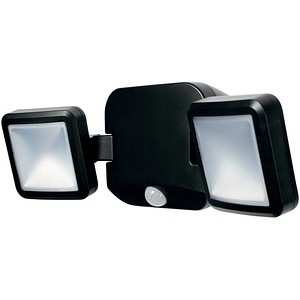 LEDVANCE LED-Außenleuchte mit Dämmerungssensor und Bewegungsmelder Battery LED Spotlight Double, schwarz 10 W