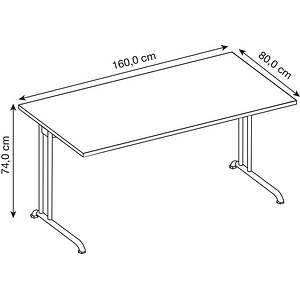 4032062321829 - BS16 Schreibtisch grafit rechteckig C-Fuß-Gestell silber 1600 x 800 cm 4032062321829 - BS16 Schreibtisch grafit rechteckig C-Fuß-Gestell silber 1600 x 800 cm