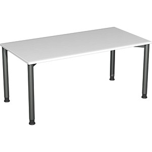 4038933002965 - Flex höhenverstellbarer Schreibtisch lichtgrau anthrazit rechteckig 4-Fuß-Gestell grau 1600 x 800 cm