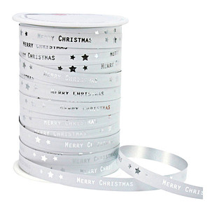 4009236129857 - Geschenkband Merry Christmas matt weißsilber 100 mm x 1000 m 4009236129857 PRÄSENT