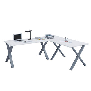 4051814398292 - Eckschreibtisch Schreibtisch Computer Winkeltisch Lona T 80 cm X Silber