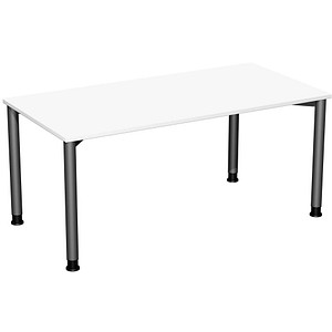 4038933477558 - Flex höhenverstellbarer Schreibtisch weiß anthrazit rechteckig 4-Fuß-Gestell grau 1600 x 800 cm