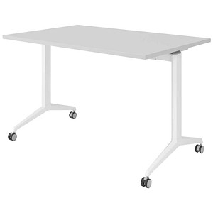 HAMMERBACHER Mehrzwecktisch lichtgrau rechteckig, T-Fuß-Gestell weiß, 120,0 x 80,0 x 75,0 cm