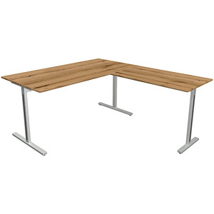 4044917442375 - Schreibtisch Form 1 11013055 65-130cm (H) 160x80cm (BxT) rechteckig eiche   silber 4044917442375 Kerkmann
