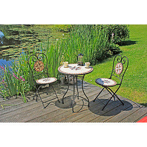 4041908083074 - 3tlg Balkon Set Mosaik Garten Terrasse Metall Stuhl Tisch Beistelltisch Stühle 4041908083074 - 3tlg Balkon Set Mosaik Garten Terrasse Metall Stuhl Tisch Beistelltisch Stühle