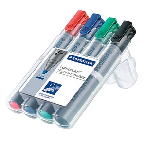 4007817356142 - STAEDTLER Lumocolor 356 Flipchart Marker Mittel Rundspitze 2 mm Farbig sortiert Nachfüllbar 4 Stück