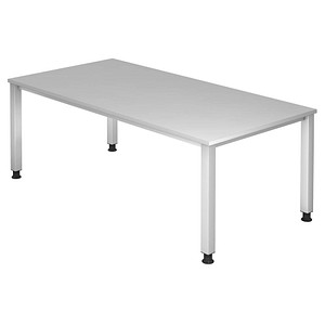 4032062166475 - HAMMERBACHER QS2E höhenverstellbarer Schreibtisch lichtgrau rechteckig 4-Fuß-Gestell silber 2000 x 1000 cm