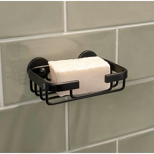 4063565111488 - Aluxx black Seifenablage zur Wandmontage ohne Bohren schwarz matt - für Bäder im Industrial Style und moderne Badezimmer - mit Klebelösung - 135 mm