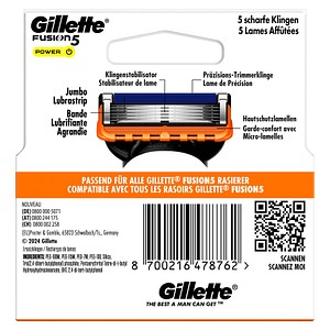 8700216478762 - FUSION 5 Power Rasierklingen 8700216478762 4 Stück 8700216478762 - FUSION 5 Power Rasierklingen 8700216478762 4 Stück