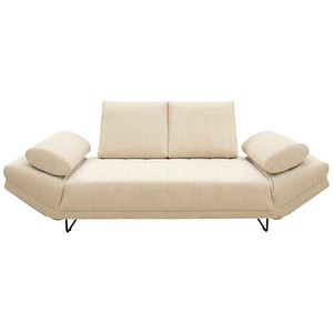 DOMO Collection 2-Sitzer Funktionssofa creme schwarz Stoff 210,0 x 97,0 x 95,0 cm, 1 St.