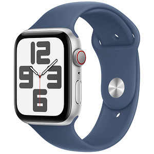 Apple Watch SE 44 mm Aluminium (GPS+Cellular) Sportarmband M/L  denim, silber