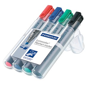 4007817356050 - Flipchartmarker-Set Lumocolor 356 B WP4 Pack rotblaugrünschwarz 2-5mm Keilspitze 4007817356050 Staedtler (Lumocolor) 4 Stüc