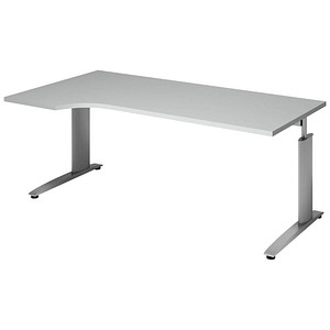 4004479342452 - röhr Techno höhenverstellbarer Schreibtisch hellgrau L-Form C-Fuß-Gestell silber 1800 x 800 1000 cm 4004479342452 - röhr Techno höhenverstellbarer Schreibtisch hellgrau L-Form C-Fuß-Gestell silber 1800 x 800 1000 cm
