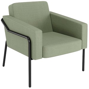 3660141964448 - Sessel meet® by Paperflow MEDSO Klassik L gepolstert Sitzfläche austauschbar B 750 x T 743 x H 736 mm Stoff und Stahl grün mattschwarz