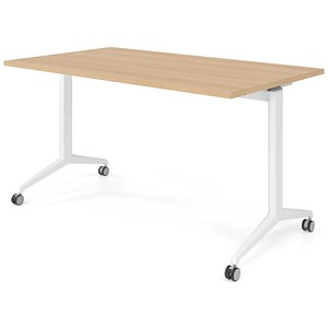 HAMMERBACHER Mehrzwecktisch eiche rechteckig, T-Fuß-Gestell weiß, 140,0 x 80,0 x 75,0 cm