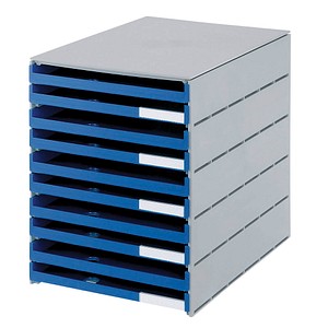 styro Schubladenbox styroval blau DIN C4 mit 10 Schubladen