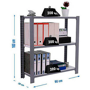 8435104916704 - Schwerlastregal OFFICCLICK 3 8435104916704 grau weiß 900 x 300 x 1000 cm 8435104916704 Simonrack