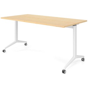 HAMMERBACHER Mehrzwecktisch ahorn rechteckig, T-Fuß-Gestell weiß, 160,0 x 80,0 x 75,0 cm