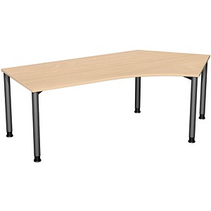 4038933416014 - Flex höhenverstellbarer Schreibtisch buche anthrazit L-Form 4-Fuß-Gestell grau 2166 x 1130 cm