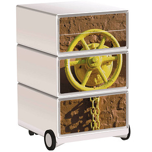 PAPERFLOW easyBox Industrial Rollcontainer weiß, bunt 61185 4 Auszüge 39,0 x 43,6 x 64,2 cm