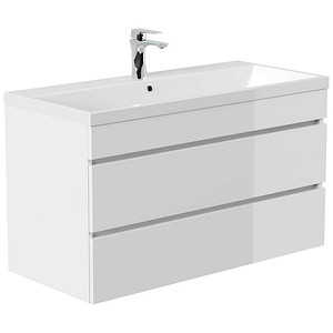 4251982673782 - POSSEIK Waschbecken mit Unterschrank FELLINI 100 weiß glanz 1000 x 480 x 584 cm