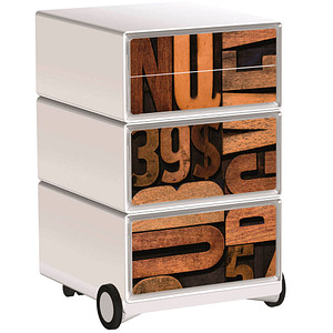 PAPERFLOW easyBox Industrial Rollcontainer weiß, bunt 61201 4 Auszüge 39,0 x 43,6 x 64,2 cm